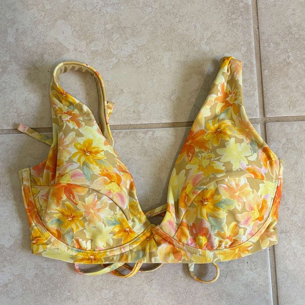 Rip Curl Yellow Floral Bikini Top